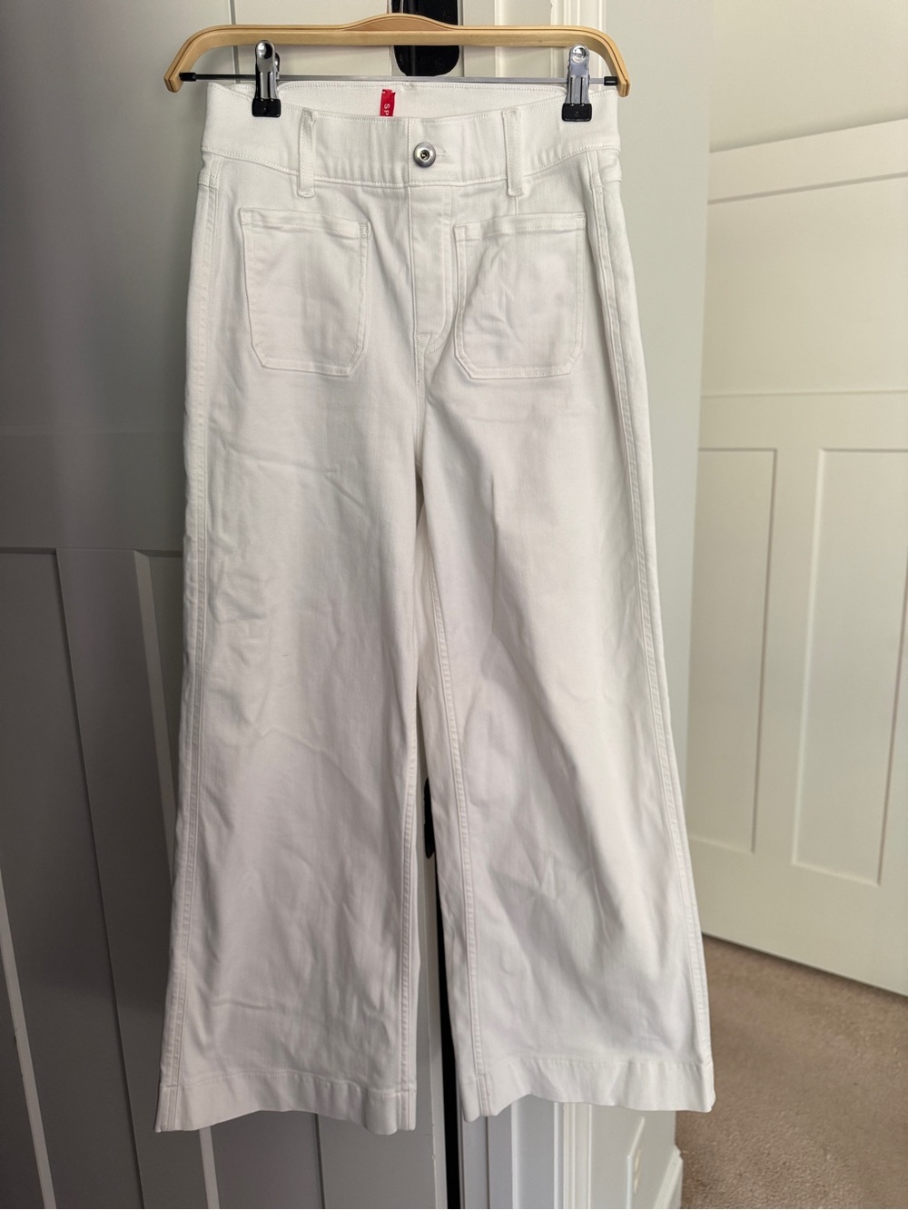 Spanx crop White Wide-Leg Pull On High Rise Pants